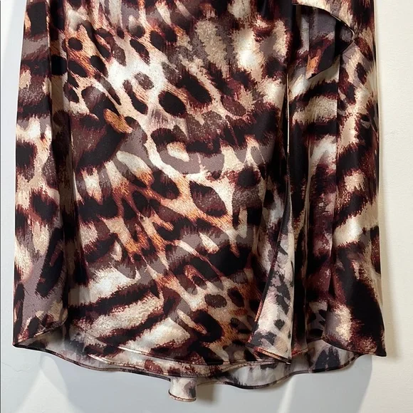 NWT Marciano Guess Animal Magic Wrap Skirt Size XS 100% Pure Silk Brown & Tan - Picture 7 of 16